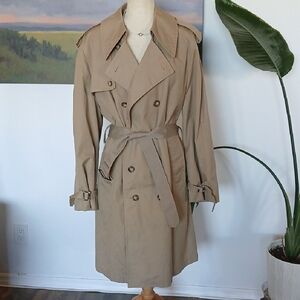 Classic Vintage Khaki Belted Trench Coat